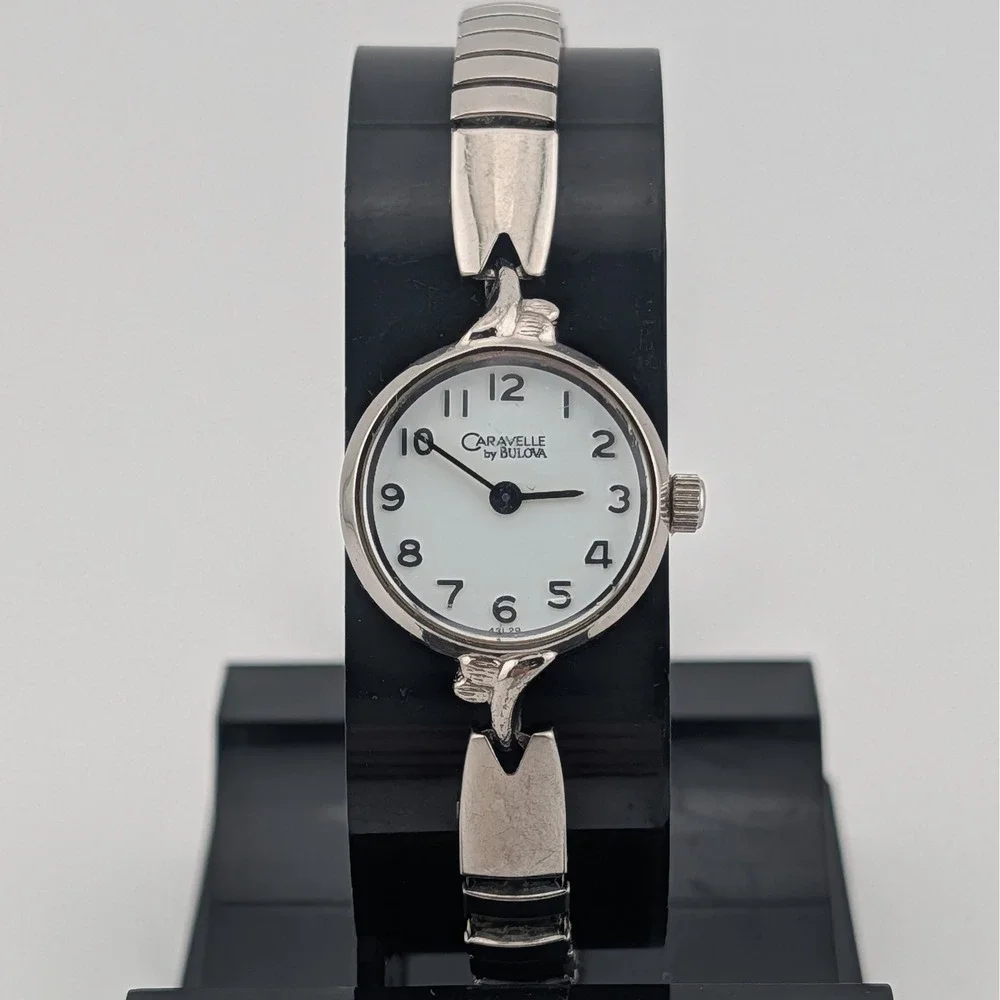 Caravelle‎ Bulova Watch Womens Silver White Dial Expansion Band 43L20